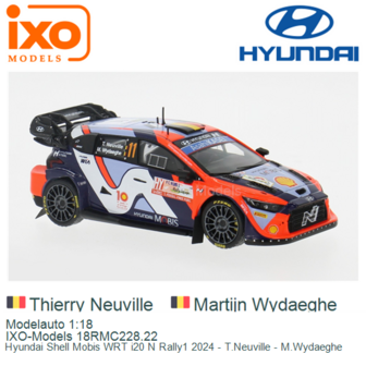 Modelauto 1:18 | IXO-Models 18RMC228.22 | Hyundai Shell Mobis WRT i20 N Rally1 2024 - T.Neuville - M.Wydaeghe