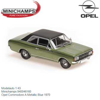 Modelauto 1:43 | Minichamps 940046160 | Opel Commodore A Metallic Blue 1970