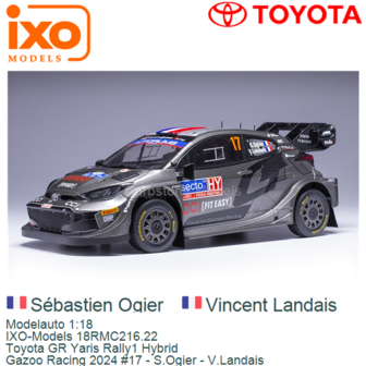 Modelauto 1:18 | IXO-Models 18RMC216.22 | Toyota GR Yaris Rally1 Hybrid | Gazoo Racing 2024 #17 - S.Ogier - V.Landais