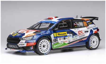Modelauto 1:18 | IXO-Models 18RMC221.22 | Skoda Fabia Rally2 2024 #10 - J.Hain - S.Wagner