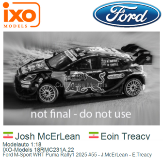Modelauto 1:18 | IXO-Models 18RMC231A.22 | Ford M-Sport WRT Puma Rally1 2025 #55 - J.McErLean - E.Treacy