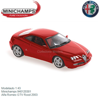 Modelauto 1:43 | Minichamps 940120301 | Alfa Romeo GTV Rood 2003