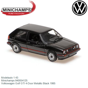 Modelauto 1:43 | Minichamps 940054125 | Volkswagen Golf GTI 4-Door Metallic Black 1985
