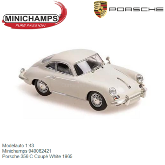 Modelauto 1:43 | Minichamps 940062421 | Porsche 356 C Coup&eacute; White 1965