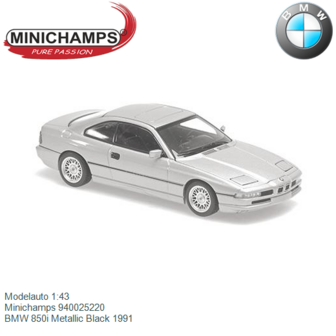 Modelauto 1:43 | Minichamps 940025220 | BMW 850i Metallic Black 1991