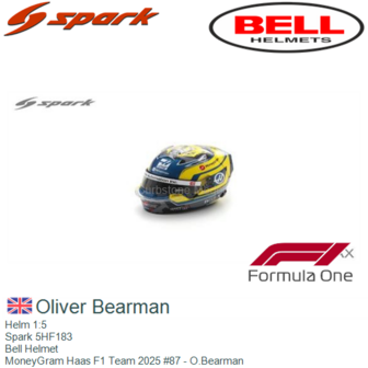 Helm 1:5 | Spark 5HF183 | Bell Helmet | MoneyGram Haas F1 Team 2025 #87 - O.Bearman 