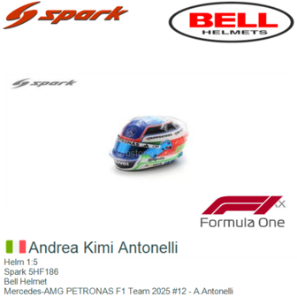 Helm 1:5 | Spark 5HF186 | Bell Helmet | Mercedes-AMG PETRONAS F1 Team 2025 #12 - A.Antonelli