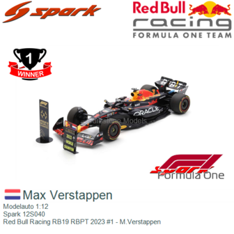 Modelauto 1:12 | Spark 12S040 | Red Bull Racing RB19 RBPT 2023 #1 - M.Verstappen