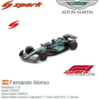 Modelauto 1:12 | Spark 12S043 | Aston Martin AMR23 | Aston-Martin Aramco Cognizant F1 Team 2023 #14 - F.Alonso