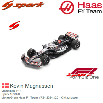 Modelauto 1:18 | Spark 18S990 | MoneyGram Haas F1 Team VF24 2024 #20 - K.Magnussen