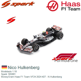 Modelauto 1:18 | Spark 18S991 | MoneyGram Haas F1 Team VF24 2024 #27 - N.Hulkenberg