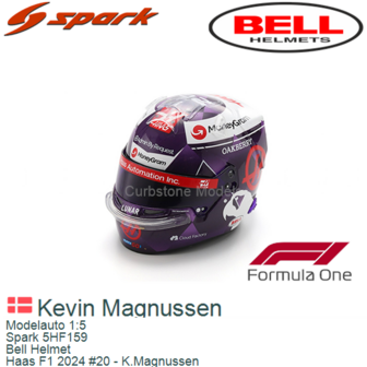 Modelauto 1:5 | Spark 5HF159 | Bell Helmet | Haas F1 2024 #20 - K.Magnussen