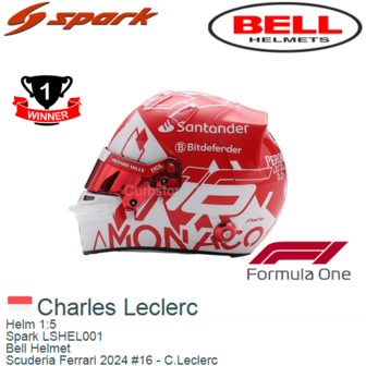 Helm 1:5 | Spark LSHEL001 | Bell Helmet | Scuderia Ferrari 2024 #16 - C.Leclerc