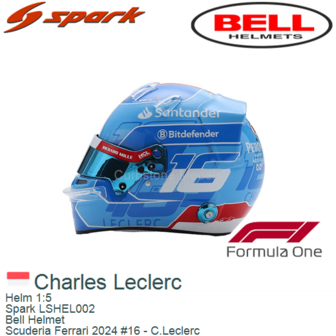 Helm 1:5 | Spark LSHEL002 | Bell Helmet | Scuderia Ferrari 2024 #16 - C.Leclerc