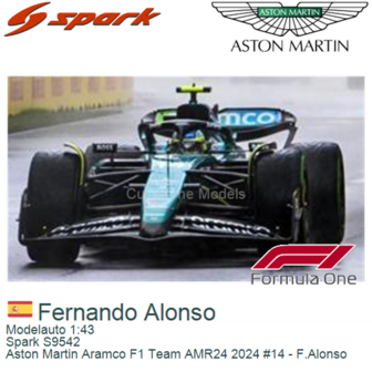 Modelauto 1:43 | Spark S9542 | Aston Martin Aramco F1 Team AMR24 2024 #14 - F.Alonso