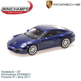 Modelauto 1:87 | Minichamps 870068021 | Porsche 911 Blue 2011
