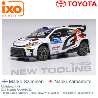 Modelauto 1:43 | IXO-Models RAM956.22 | Toyota Gazoo Racing GT Yaris Rally2 WRC 2024 #37 - M.Salminen - N.Yamamoto