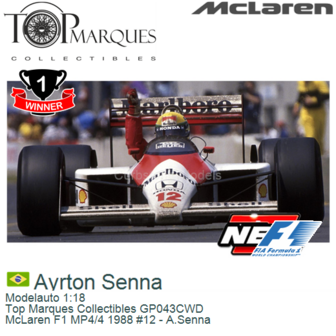 Modelauto 1:18 | Top Marques Collectibles GP043CWD | McLaren F1 MP4/4 1988 #12 - A.Senna