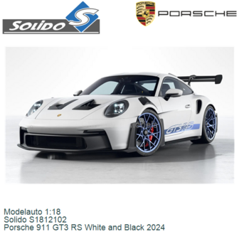 Modelauto 1:18 | Solido S1812102 | Porsche 911 GT3 RS White and Black 2024