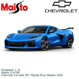 Modelauto 1:18 | Maisto 31475B | Chevrolet Corvette ZR1 Riptide Blue Metallic 2025