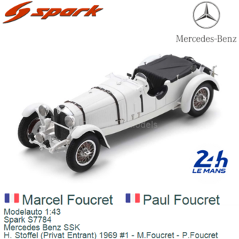 Modelauto 1:43 | Spark S7784 | Mercedes Benz SSK | H. Stoffel (Privat Entrant) 1969 #1 - M.Foucret - P.Foucret