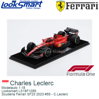 Modelauto 1:18 | Looksmart LS18F1055 | Scuderia Ferrari SF23 2023 #55 - C.Leclerc