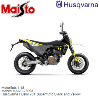 Motorfiets 1:18 | Maisto MAI20-23093 | Husqvarna Husky 701 Supermoto Black and Yellow