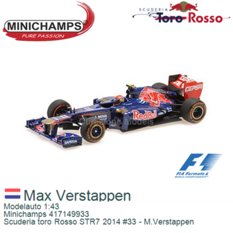 Modelauto 1:43 | Minichamps 417149933 | Scuderia toro Rosso STR7 2014 #33 - M.Verstappen