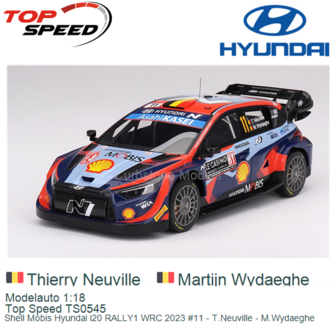 Modelauto 1:18 | Top Speed TS0545 | Shell Mobis Hyundai i20 RALLY1 WRC 2023 #11 - T.Neuville - M.Wydaeghe