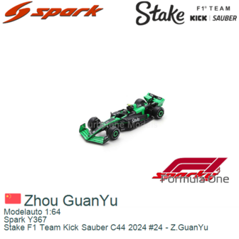 Modelauto 1:64 | Spark Y367 | Stake F1 Team Kick Sauber C44 2024 #24 - Z.GuanYu