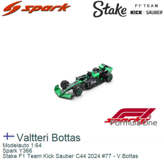 Modelauto 1:64 | Spark Y366 | Stake F1 Team Kick Sauber C44 2024 #77 - V.Bottas
