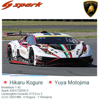 Modelauto 1:43 | Spark 43SGT2024C3 | Lamborghini Hurac&aacute;n GT3 Evo 2 | JLOC 2024 #88 - H.Kogure - Y.Motojima