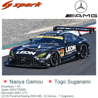 Modelauto 1:43 | Spark 43SGT25065 | Mercedes AMG GT3 | LEON Pyramid Racing 2025 #65 - N.Gamou - T.Suganami