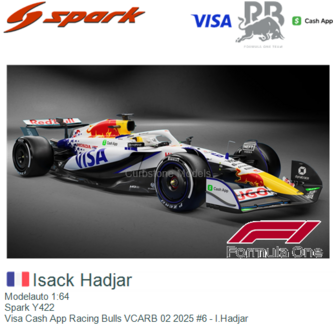 Modelauto 1:64 | Spark Y422 | Visa Cash App Racing Bulls VCARB 02 2025 #6 - I.Hadjar
