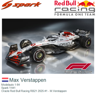 Modelauto 1:64 | Spark Y441 | Oracle Red Bull Racing RB21 2025 #1 - M.Verstappen
