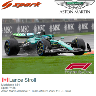 Modelauto 1:64 | Spark Y436 | Aston Martin Aramco F1 Team AMR25 2025 #18 - L.Stroll