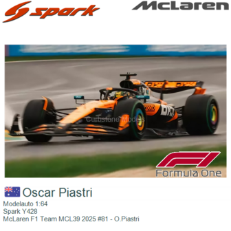 Modelauto 1:64 | Spark Y428 | McLaren F1 Team MCL39 2025 #81 - O.Piastri