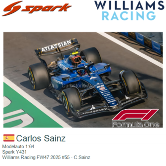 Modelauto 1:64 | Spark Y431 | Williams Racing FW47 2025 #55 - C.Sainz