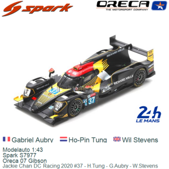 Modelauto 1:43 | Spark S7977 | Oreca 07 Gibson | Jackie Chan DC Racing 2020 #37 - H.Tung - G.Aubry - W.Stevens
