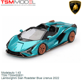 Modelauto 1:43 | TSM TSM430831 | Lamborghini Sian Roadster Blue Uranus 2022
