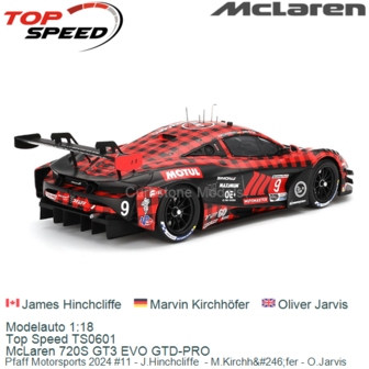 Modelauto 1:18 | Top Speed TS0601 | McLaren 720S GT3 EVO GTD-PRO | Pfaff Motorsports 2024 #11 - J.Hinchcliffe  - M.Kirchh&amp;#