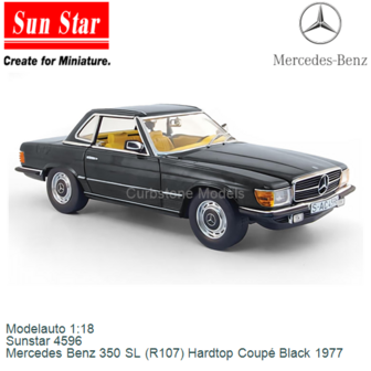 Modelauto 1:18 | Sunstar 4596 | Mercedes Benz 350 SL (R107) Hardtop Coup&eacute; Black 1977