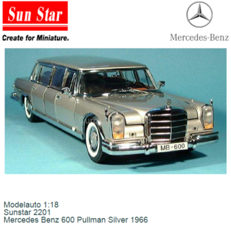 Modelauto 1:18 | Sunstar 2201 | Mercedes Benz 600 Pullman Silver 1966