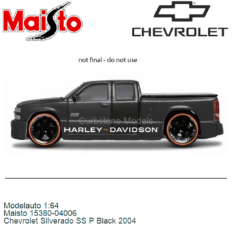 Modelauto 1:64 | Maisto 15380-04006 | Chevrolet Silverado SS P Black 2004