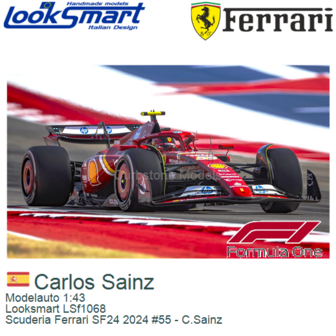 Modelauto 1:43 | Looksmart LSf1068 | Scuderia Ferrari SF24 2024 #55 - C.Sainz