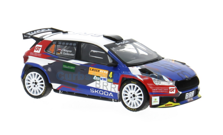 Modelauto 1:43 | IXO-Models RAM950.22 | Skoda Fabia Rally2 Baumschlager Rallye &amp; Racing Team 2024 #4 - J.Wagner - H.Ostlender 