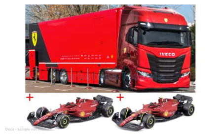 Modelauto 1:43 | Bburago 18-36847 | Ferrari IVECO S-Way 570 2023 #16 #55 - C.Sainz - C.Leclerc