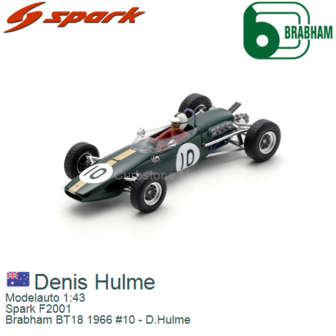 Modelauto 1:43 | Spark F2001 | Brabham BT18 1966 #10 - D.Hulme