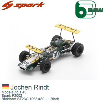 Modelauto 1:43 | Spark F2002 | Brabham BT23C 1968 #30 - J.Rindt