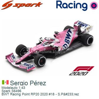 Modelauto 1:43 | Spark S6496 | BWT Racing Point RP20 2020 #18 - S.P&amp;#233;rez